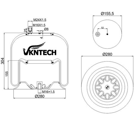 Truck Air Spring cho Mercedes Benz A 974.320.02.17 A 974.320.04.17 A 946.320.02.17 Contitech 4757NP02 Thay thế bởi VKNTECH 1K4757-2