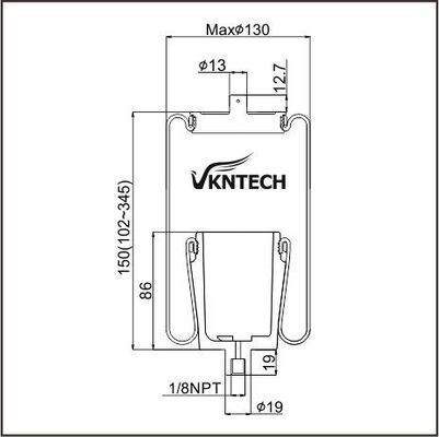 CABIN AIR SPRING 1102-0043 (FRT.NBD-13262 FIP-102215 WHITE KW,MACK) Firestone W02-358-7056 Thay thế bởi VKNTECH 1S7056
