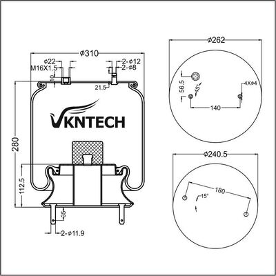 AIR SPRING SCANIA 1726237 1K15VPR-3 thay thế bởi VKNTECH 1K6237