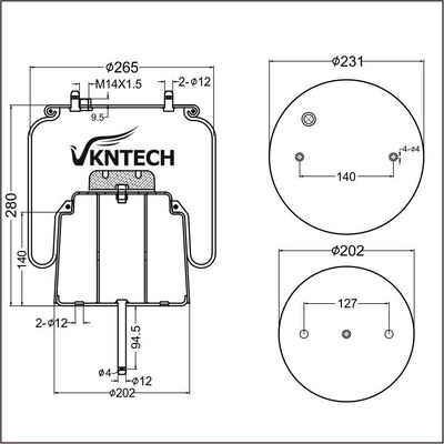 AIR SPRING SCANIA 1440305 492680 Goodyear 556028561 Phoenix 1DF20A-2 THAY THẾ BỞI VKNTECH 1K6305